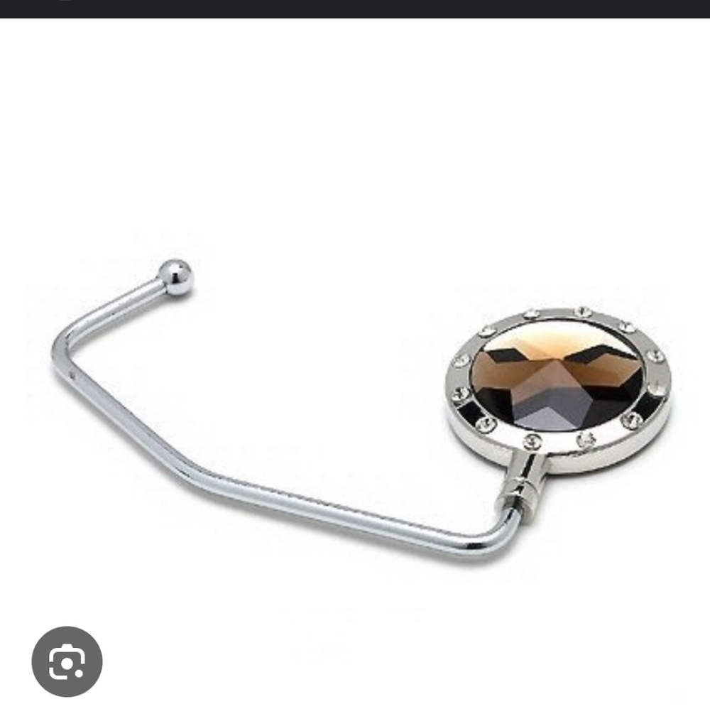 Elegant Silver and Brown Crystal Purse Hook